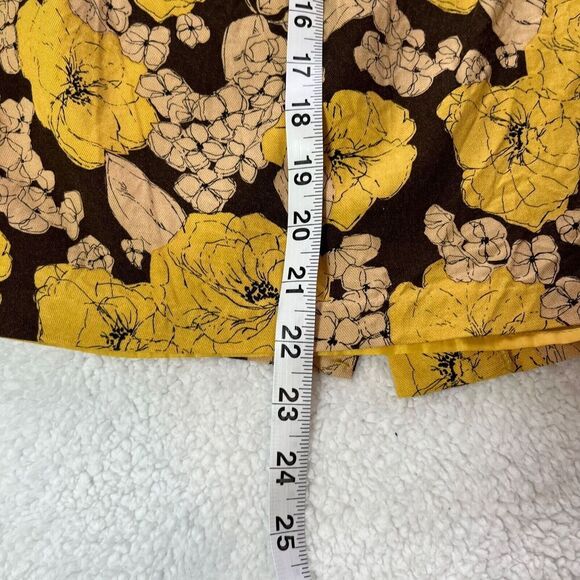 Boden Floral Pencil Skirt Size US 6 UK 10R Yellow Brown Pockets Lined Pleated - Picture 13 of 13